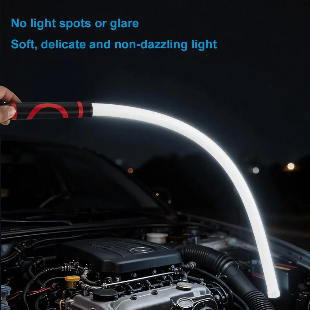 LED work light bent around engine bay